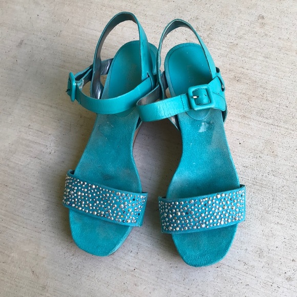 Nine West Shoes - Nine West turquoise strappy, studded sandals
